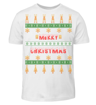 Frohe Weihnachten Ugly Christmas Sweater Geschenk Shirt cool lustig Lebkuchen Gingerbread