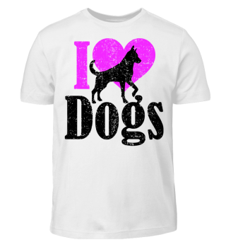 ★ I LOVE DOGS grunge black pink