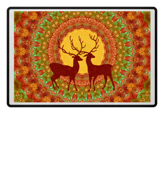 Mandala Young Deers with Full Moon