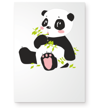 Panda mit Zweig und Rosa Tatzen