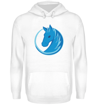 Pferd Logo Kreis Flat Design blau