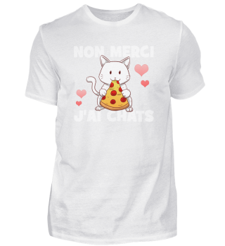 Non Merci J'Ai Chats Pizza Aimant Drôle