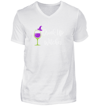 Funny Witch Adult Halloween Costume Shirt Drink Up Witches Wine Lover