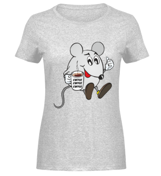 Lady-Shirt - Mouse with coffee