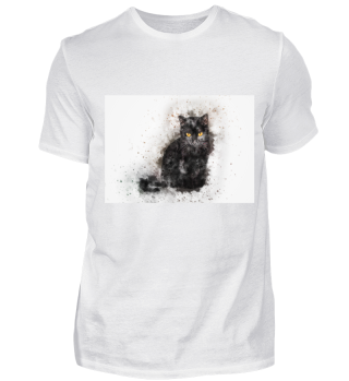 schwarzes cooles Katzen-T-Shirt