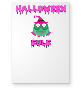 Halloween Eule mit Text pink grün