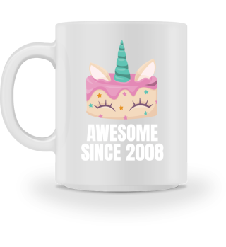 Awesome since 2008 - Unicorn cake birthd