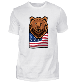 Grizzly Bär Amerika Fan Shirt Geschenk