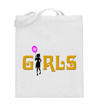 Girls Lettering with girl and balloon love gift