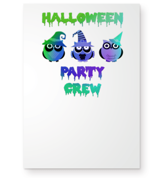Halloween Party Crew Eulen blau grün