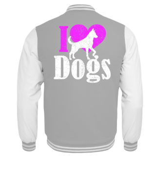 ★ I LOVE DOGS grunge white pink
