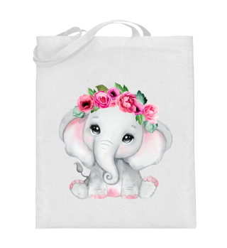 Cute Pink Floral Baby Elephant