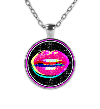 Lips 2 - crossed neon grunge Button
