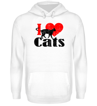 ★ I LOVE CATS grunge black red