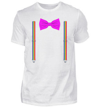 Rainbow Bow Tie With Suspenders Funny LGTBQ Gift