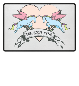 Unicorn Club - Einhorn mit Flügel Motiv im Rockerstyle