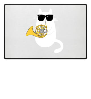 Funny Cat wearing Sunglasses French Horn