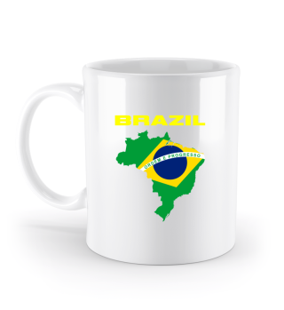Brazilian Flag In Silhouette Of The Coun