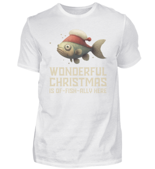 Wonderful Christmas is of-fish-ally here - Herren Shirt Weihnachten Fisch helle Schrift