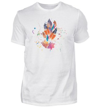 Blumen-Federn Design T-Shirt