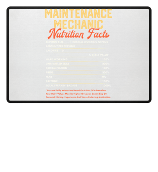 Maintenance Mechanic Nutrition Facts