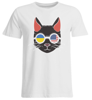 Ukraine Amerika Flagge Design Ukrainische amerikanische Katze