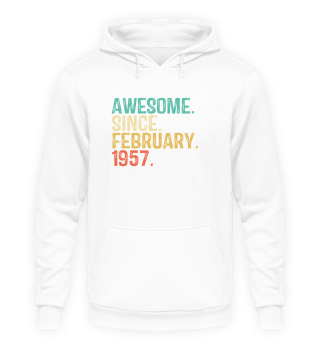 65 Years Old Awesome Since FEBRUARY 1957 Vintage 65th Birthday