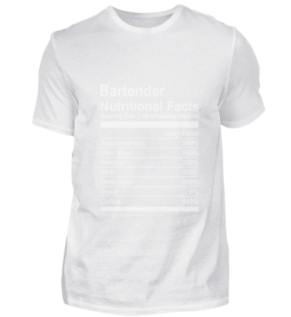 Bartender Nutritional Facts Tee Shirt