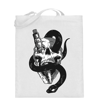 Skull with a snake and knife