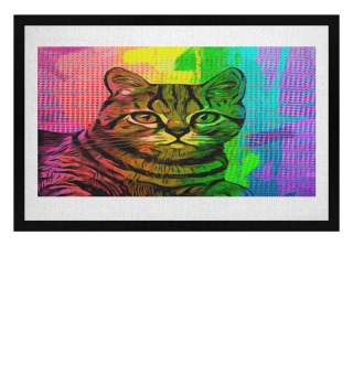 Cat Art Happy Kitten Rainbow Pet