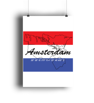 Amsterdam - Hauptstadt mit GPS-Koordinaten & Flagge