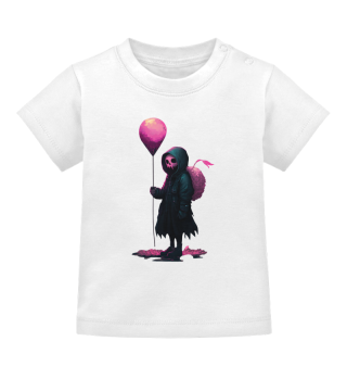 Spooky Skeleton - Goth Girl with a Pink Balloon