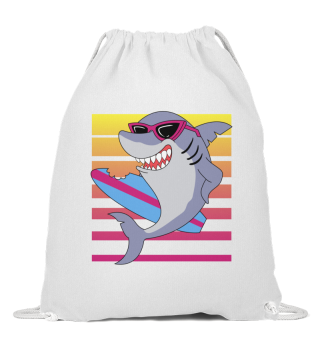 Funny Shark with surfboard and sun glasses