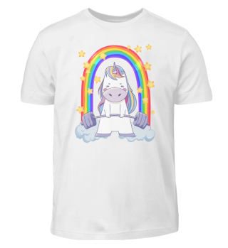 Unicorn trains the muscles under the rainbow