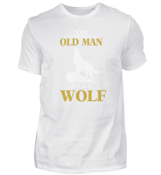 Wolf with old man full moon wolf pack