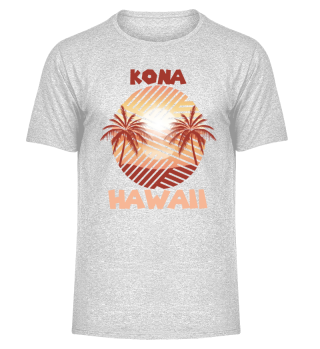 Retro Kona Hawaii Palm trees Ocean Surfing