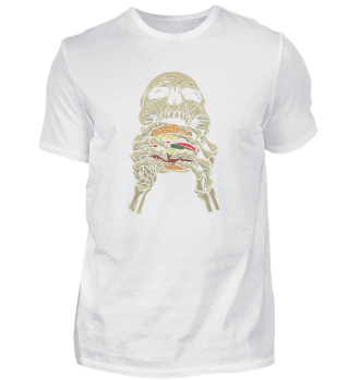Totenkopf isst Burger Fast Food Skull