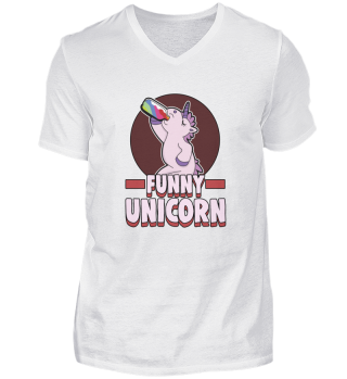 Funny unicorn with rainbow