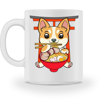 Corgi-Dog Eating Bowl of Ramen Pho