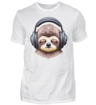 Cute sleeping Sloth with Headphones