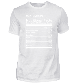 Web Developer Nutritional Facts Tee Shir