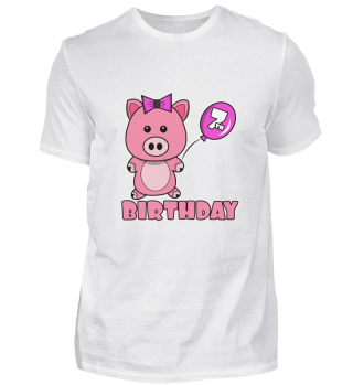 7. Geburtstag Mädchen Jungs Schweinchen