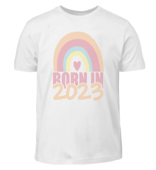 T-Shirt Kinder Born in 2023 Regenbogen