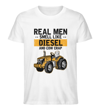 Novelty Real Men Smell Like Diesels And Cow Crap Farms Lover Hilarious Cows Livestock Farmers Manure Enthusiast