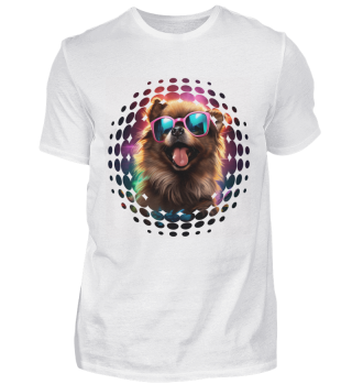 Herrenshirt Hund - Cooler Spitz mit neon Sonnenbrille