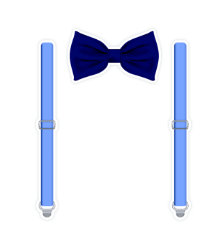 Funny Blue Navy Bow Tie with Blue Suspenders - Perfect Wedding Gift