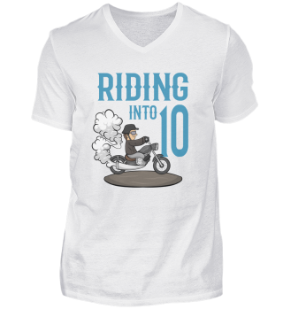 Motorcyclist Riding Into 10 Motorcycle Birthday