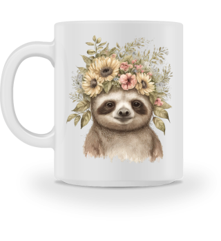 Cute Watercolor Floral Sloth