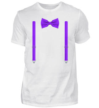 Funny Purple Bow Tie with Suspenders - Perfect Wedding Gift