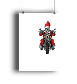 Christmas Santa Claus Motorcycle Skeleto